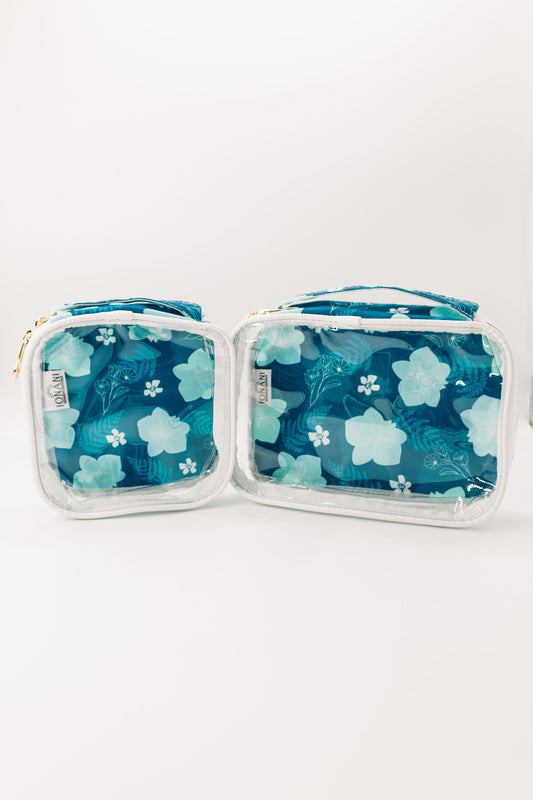 Blue ʻOKIKA PŌHUEHUE - Clear Organizer Bag Set