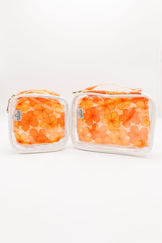 Retro Hibiscus - Clear Organizer Bag Set
