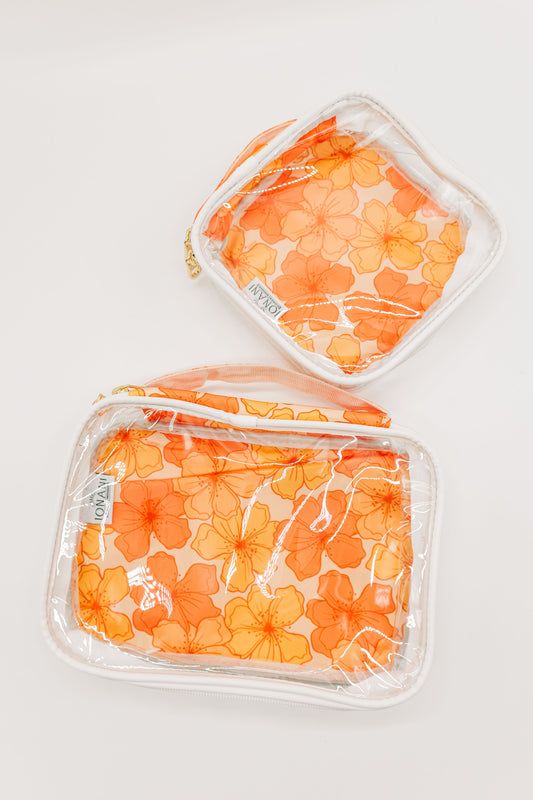 Retro Hibiscus - Clear Organizer Bag Set